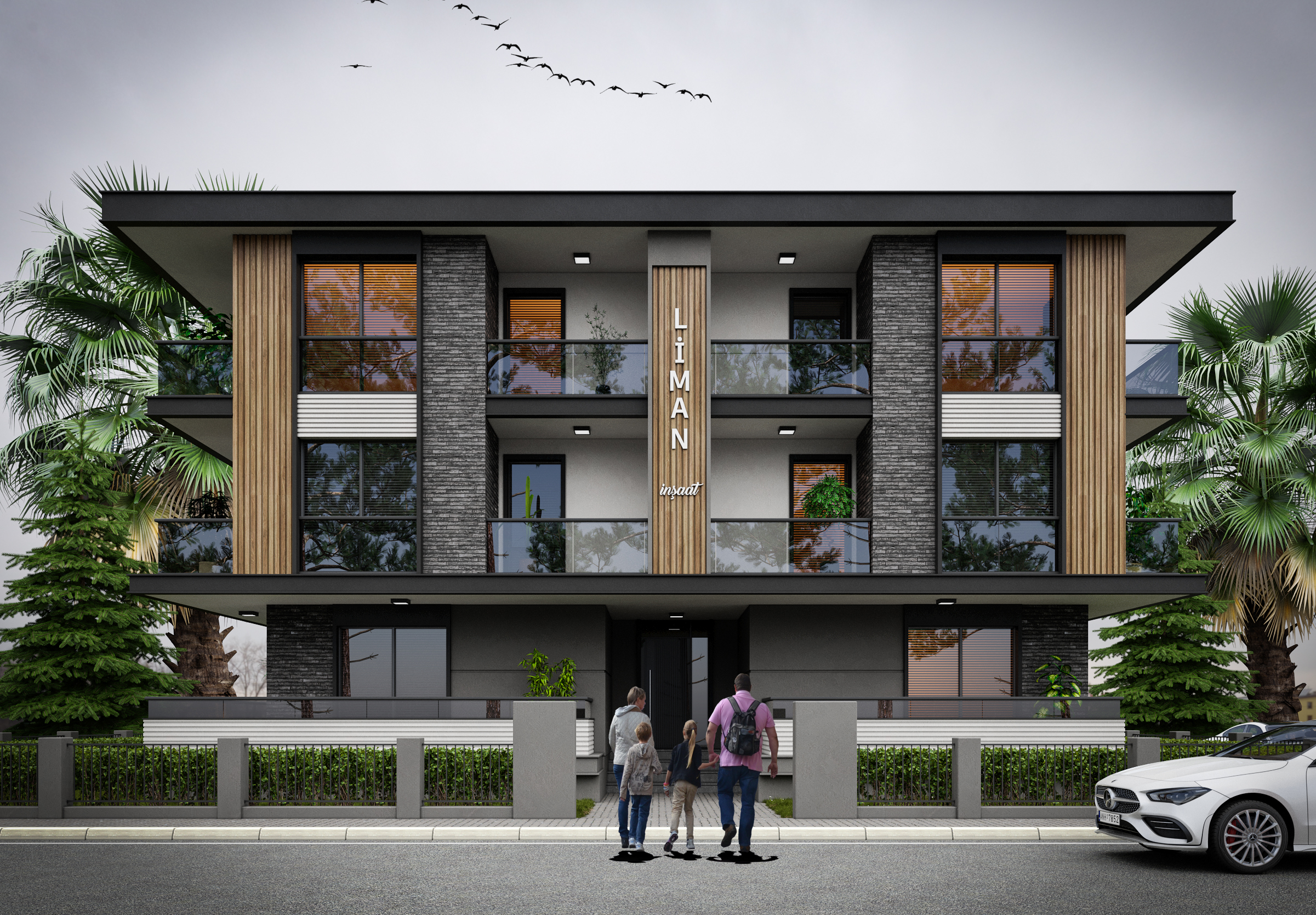 Modern konut projesi mimari render görseli